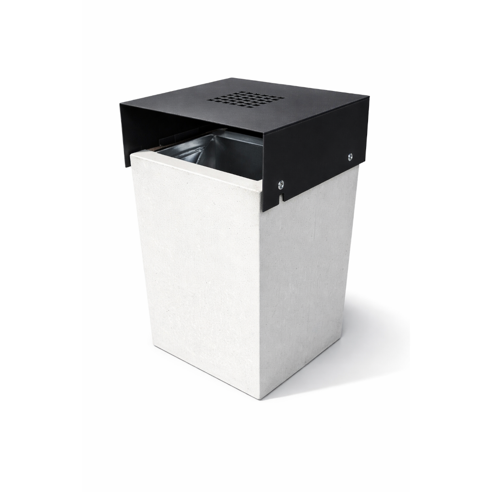Betoninė kvadratinė šiukšlių dėžė su stogeliu 50L (600)