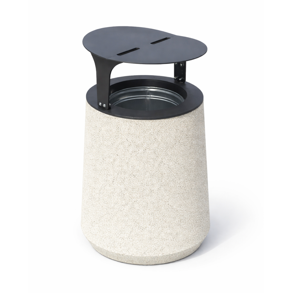 Betoninė šiukšlinė apvali su stogeliu 55L (85)