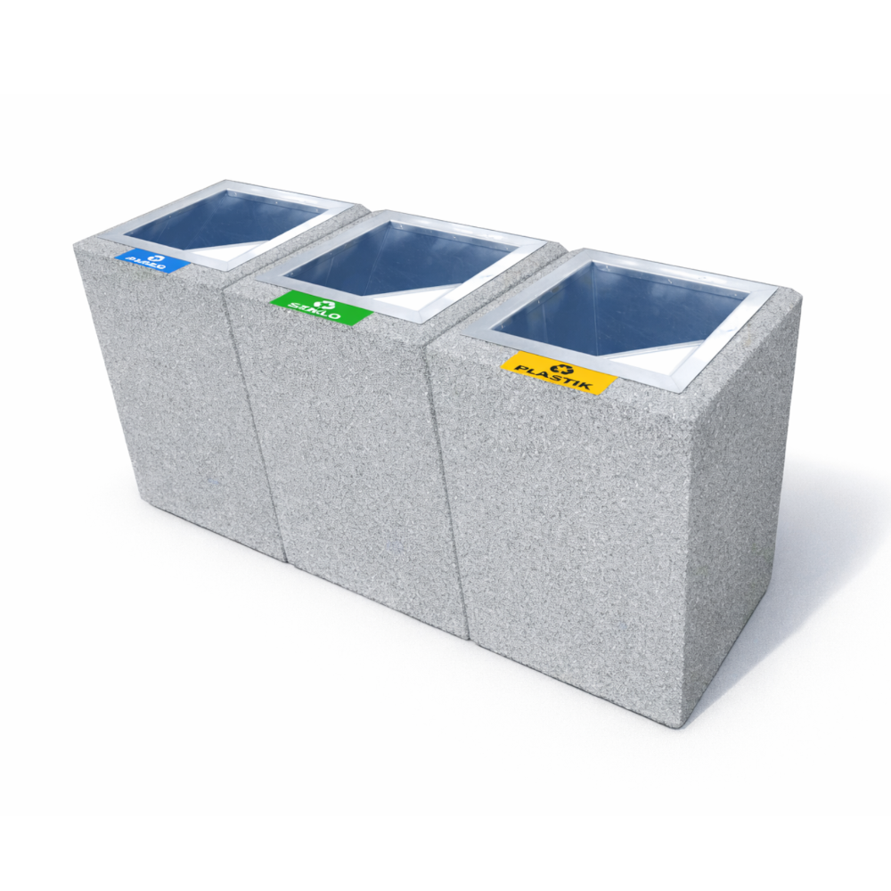 Betoninė šiukšlinė kvadratinė atliekų rūšiavimui 50L / 70L (146)