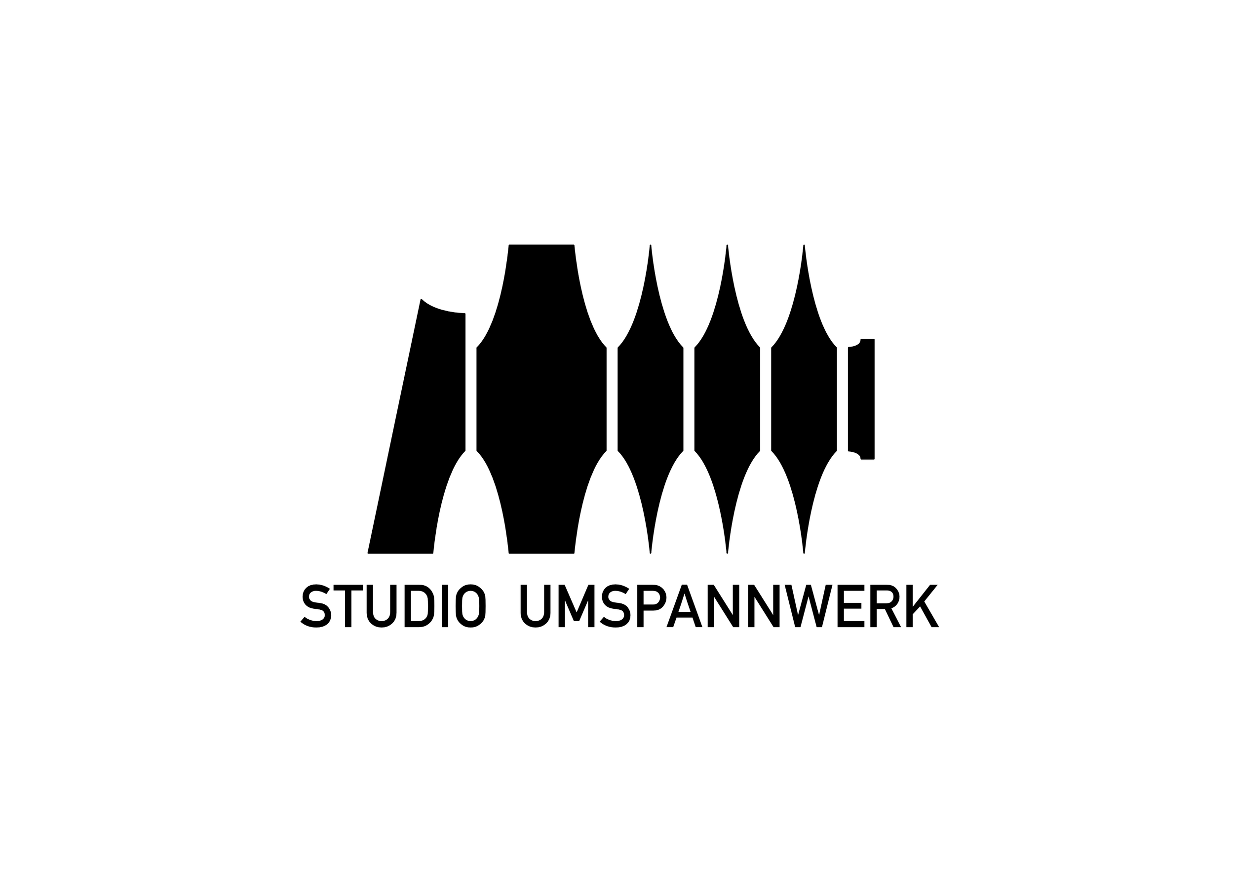 Logo for Studio Umspannwerk featuring stylized black connectors above the text 'Studio Umspannwerk' in black.
