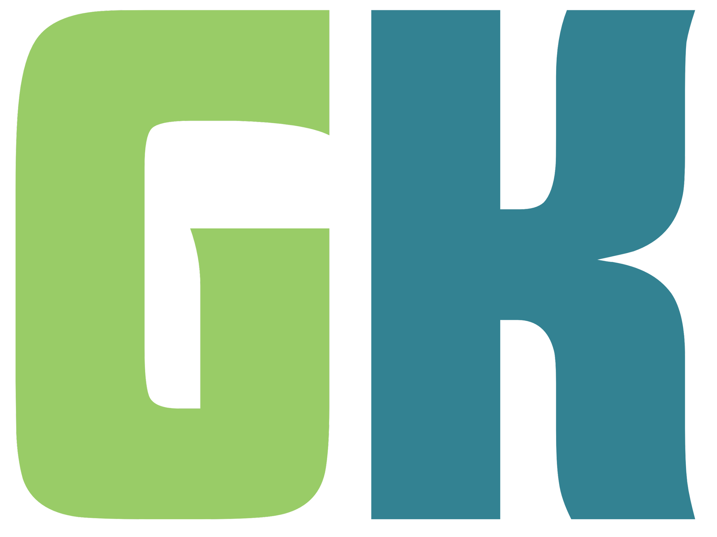 Großer, stilisierter Schriftzug mit den Buchstaben "GR", wobei das 'G' grün und das 'R' blau ist.