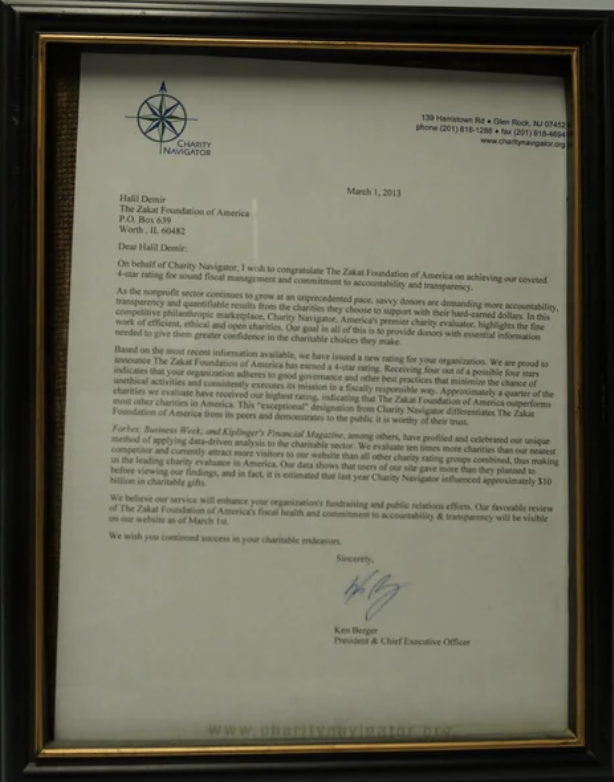 Charity Navigator $ star award for ZFA letter.png