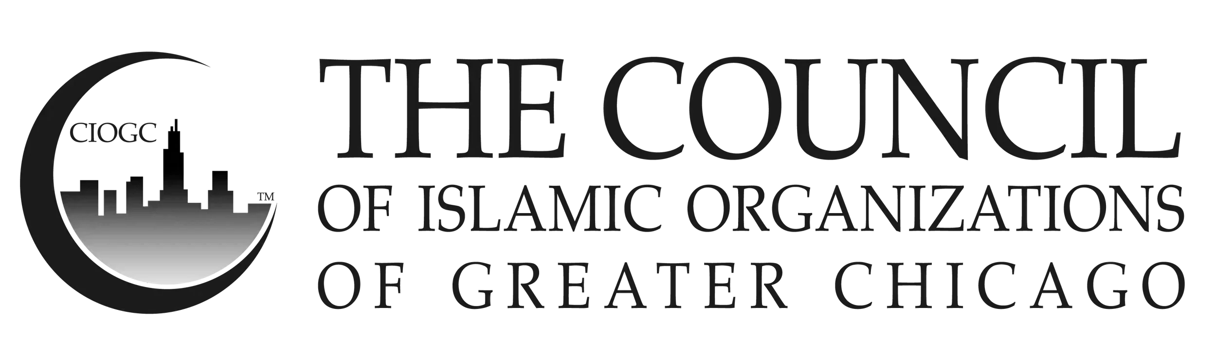 Logo of the Council of Islamic Organizations of Greater Chicago, featuring a crescent and city skyline
