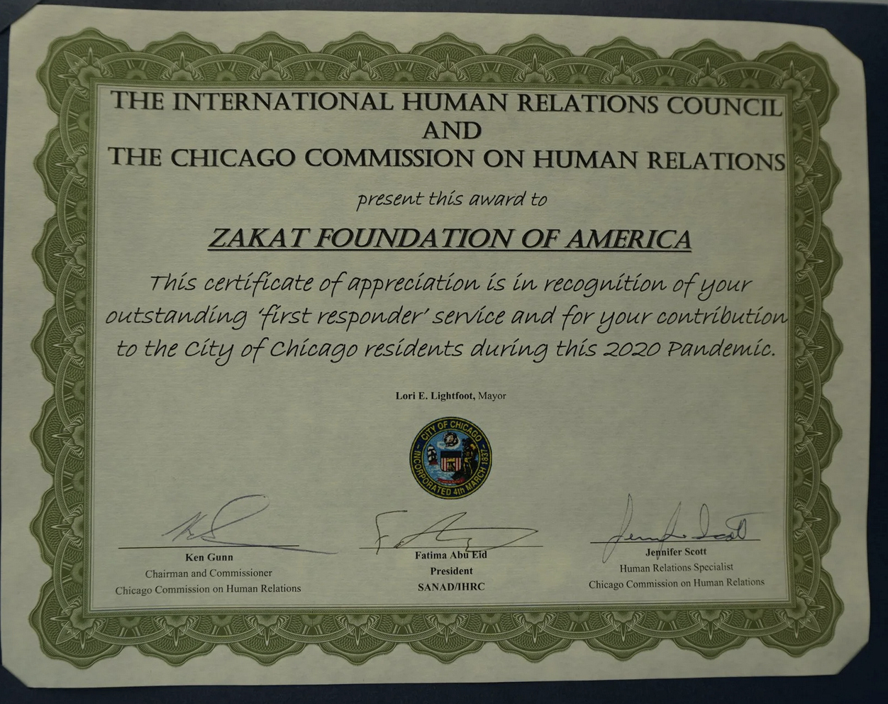 International Human Relations Council Recognition | 2020