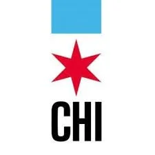 A graphic with a blue rectangle at the top, a red star in the center, and the text 'CHI' in black below the star.