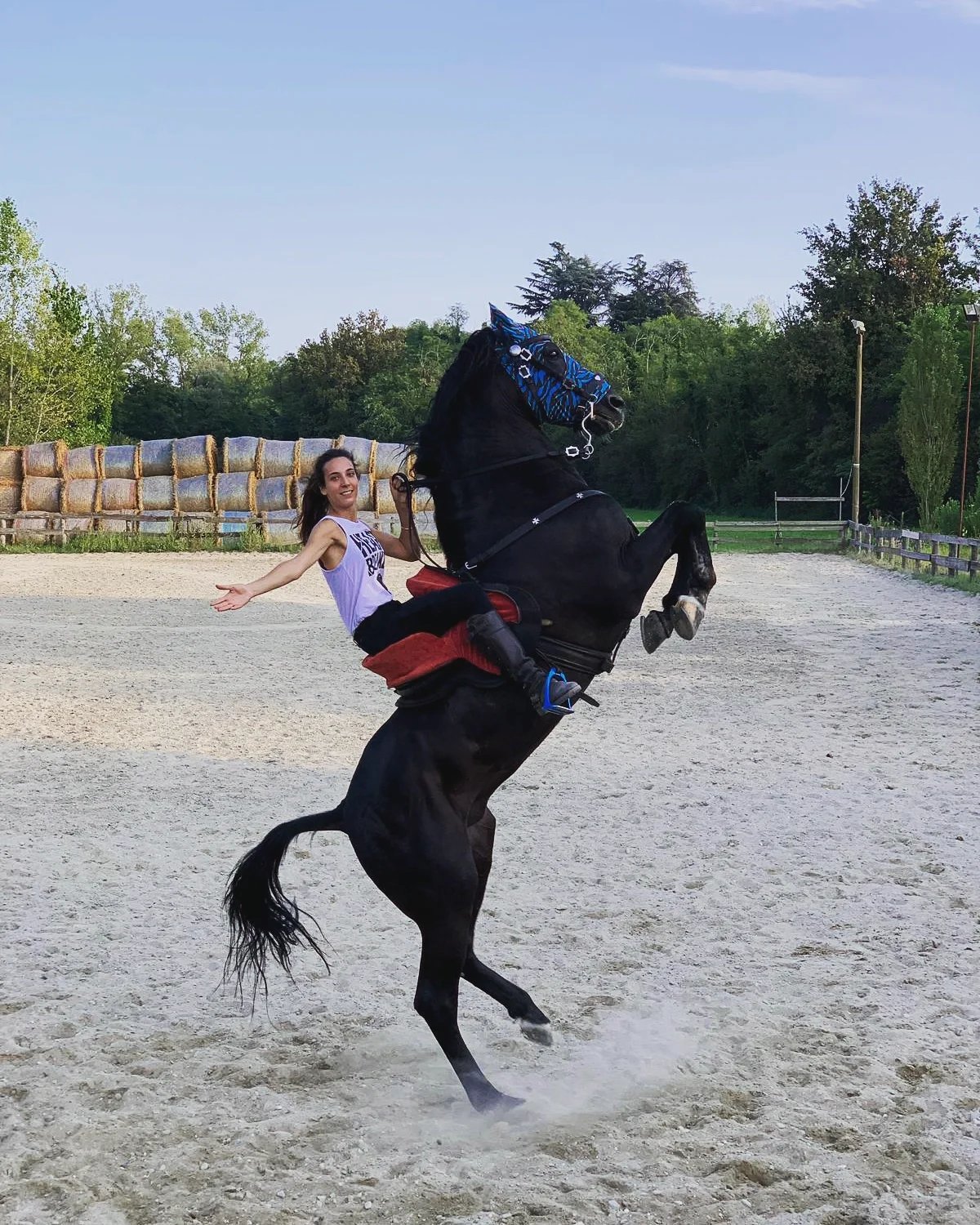 Performance con cavallo durante un evento esclusivo a Milano con Gaia Esposito