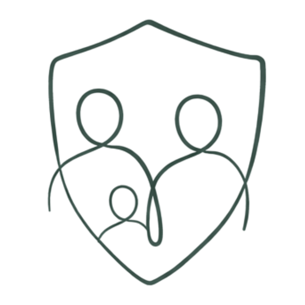 icon of family inside shield showing independent social worker services