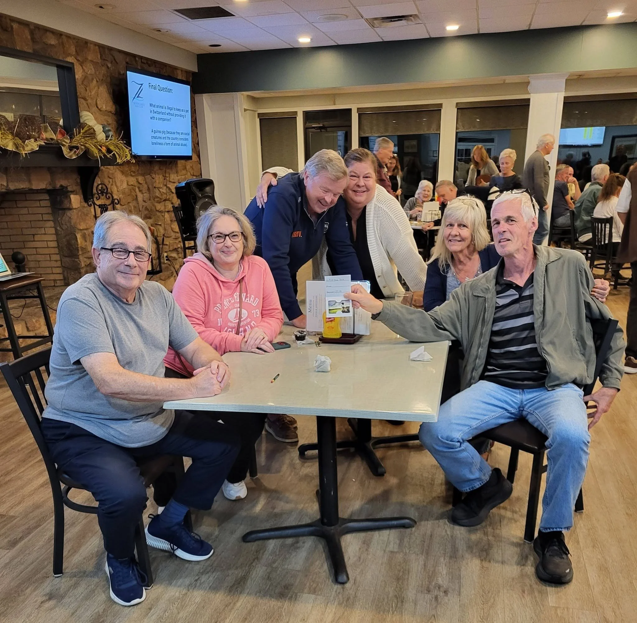 First-place team Trivia Misfits at Monday Night Trivia, Southside Bar & Grill, Seven Lakes Golf Club