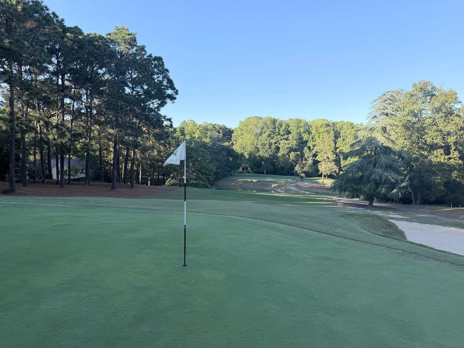 Looking back from the hole 5 green toward the tee