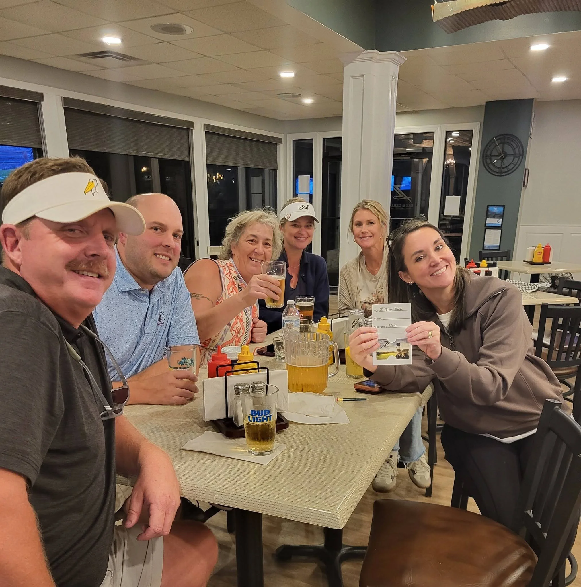 First-place team The Six Pistols at Monday Night Trivia, Southside Bar & Grill, Seven Lakes Golf Club