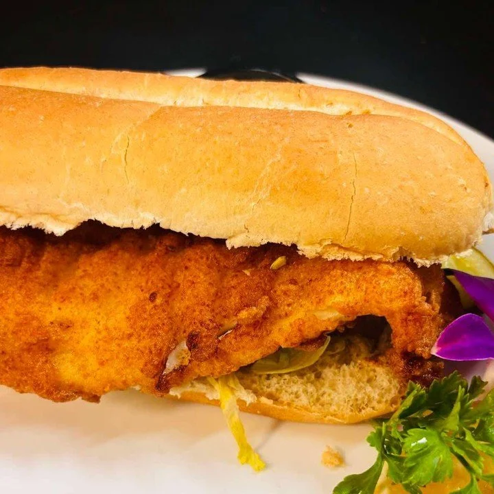 Fried Flounder Sandwich on a toasted roll