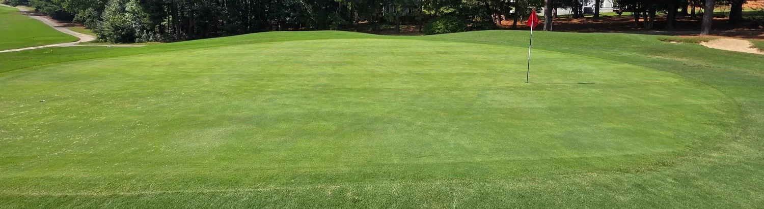Practice green with flag at Seven Lakes Golf Club