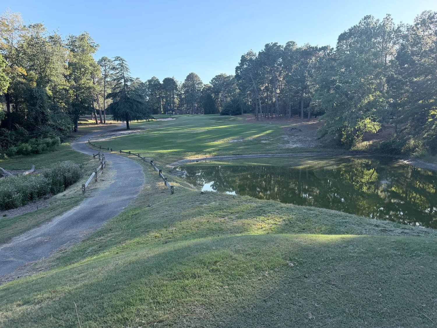 Cart path beside the pond toward the hole 5 green