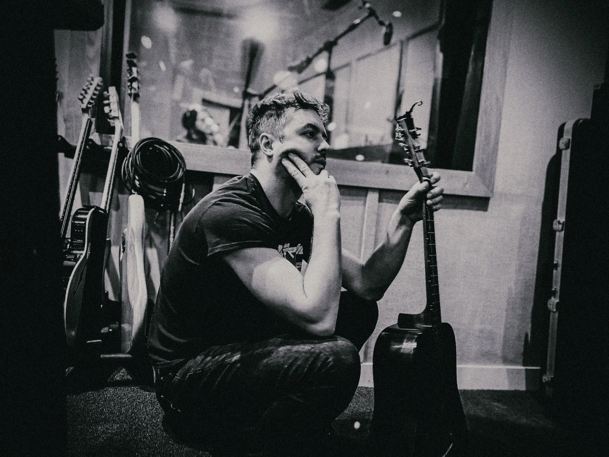 Lead singer Morgan Dorr in the recording studio. Writing and recording music for Morgan Dorr's new band Leap The Valley.