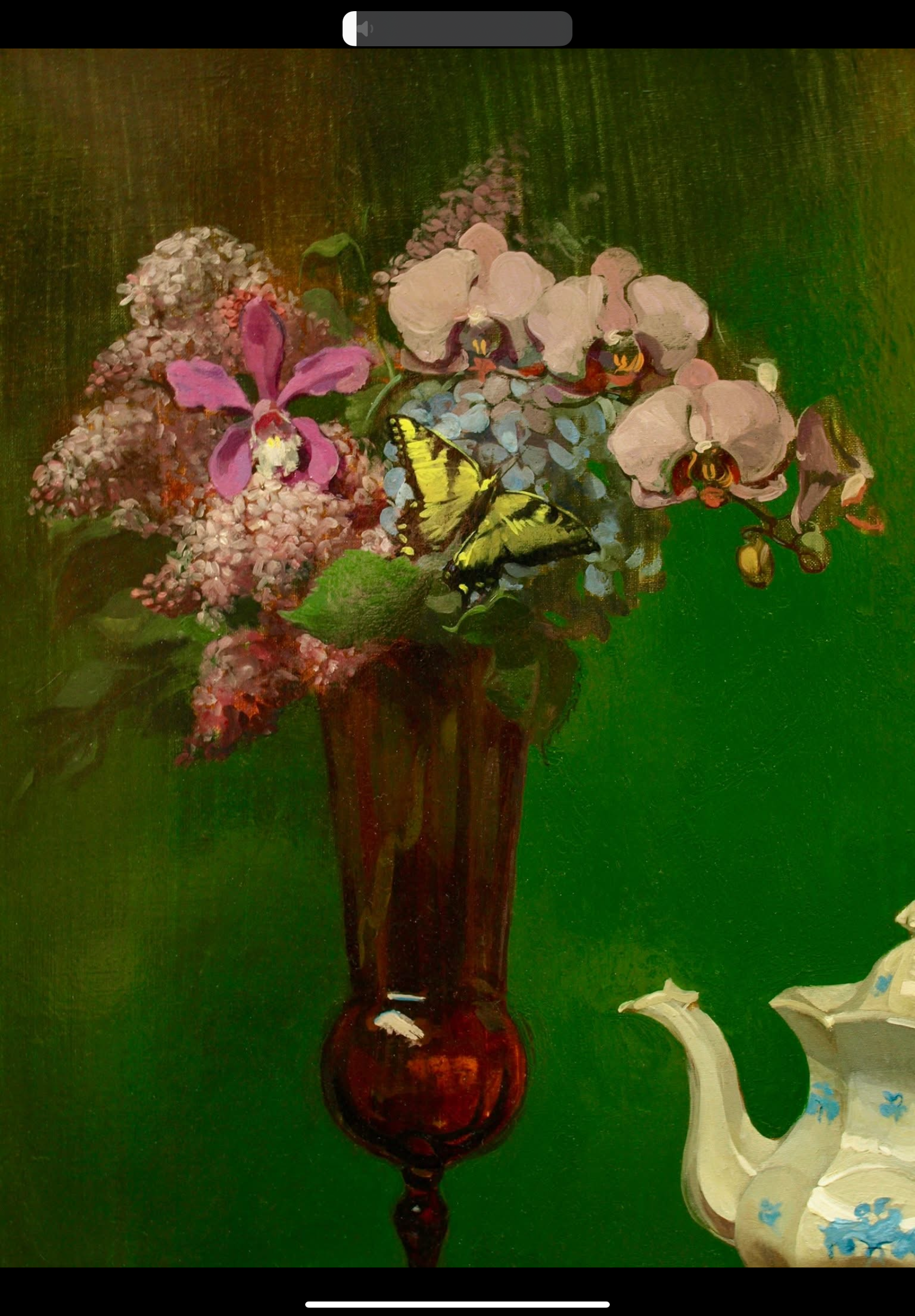 Wedgewood Teapot with Orchids - oil on canvas (30"x25")