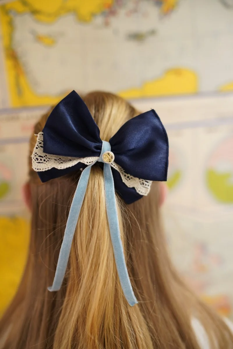 Lace and blue bow