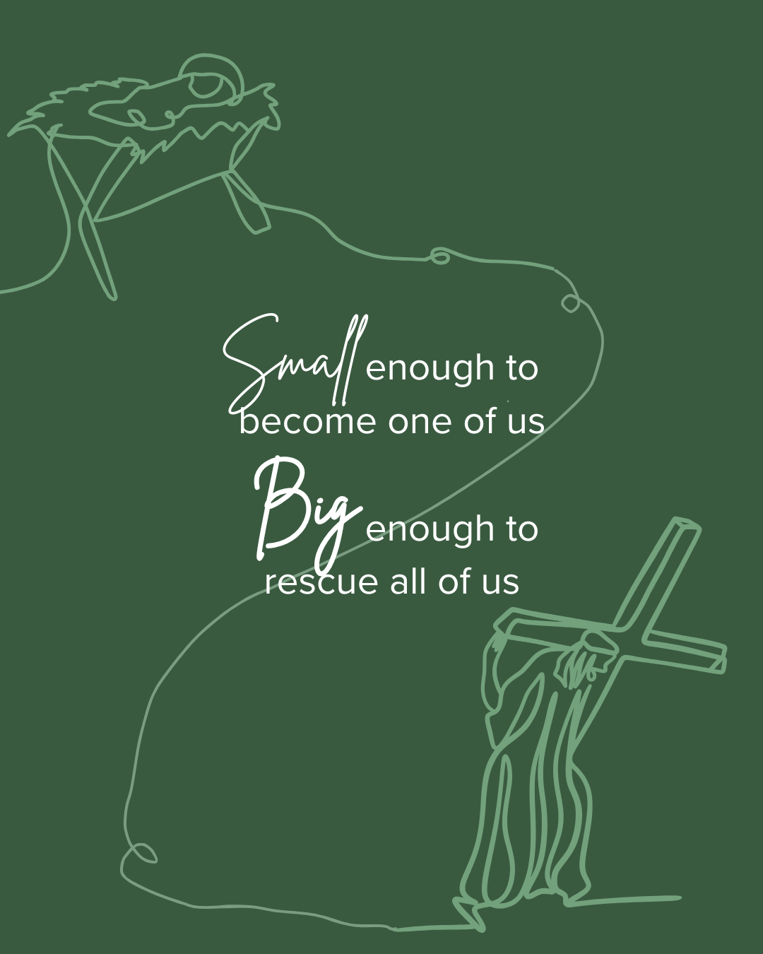 A dark green background with line art illustrations of a dragon and a crucifix, accompanied by an inspirational quote about humility and compassion.