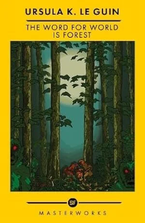 Yellow book cover with a forest illustration and black text.