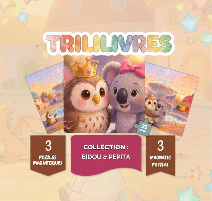 Puzzle : Bidou & Pépita - Coffret de 3 puzzles magnétiques (25 pièces) + jeu “Trouve les différences”