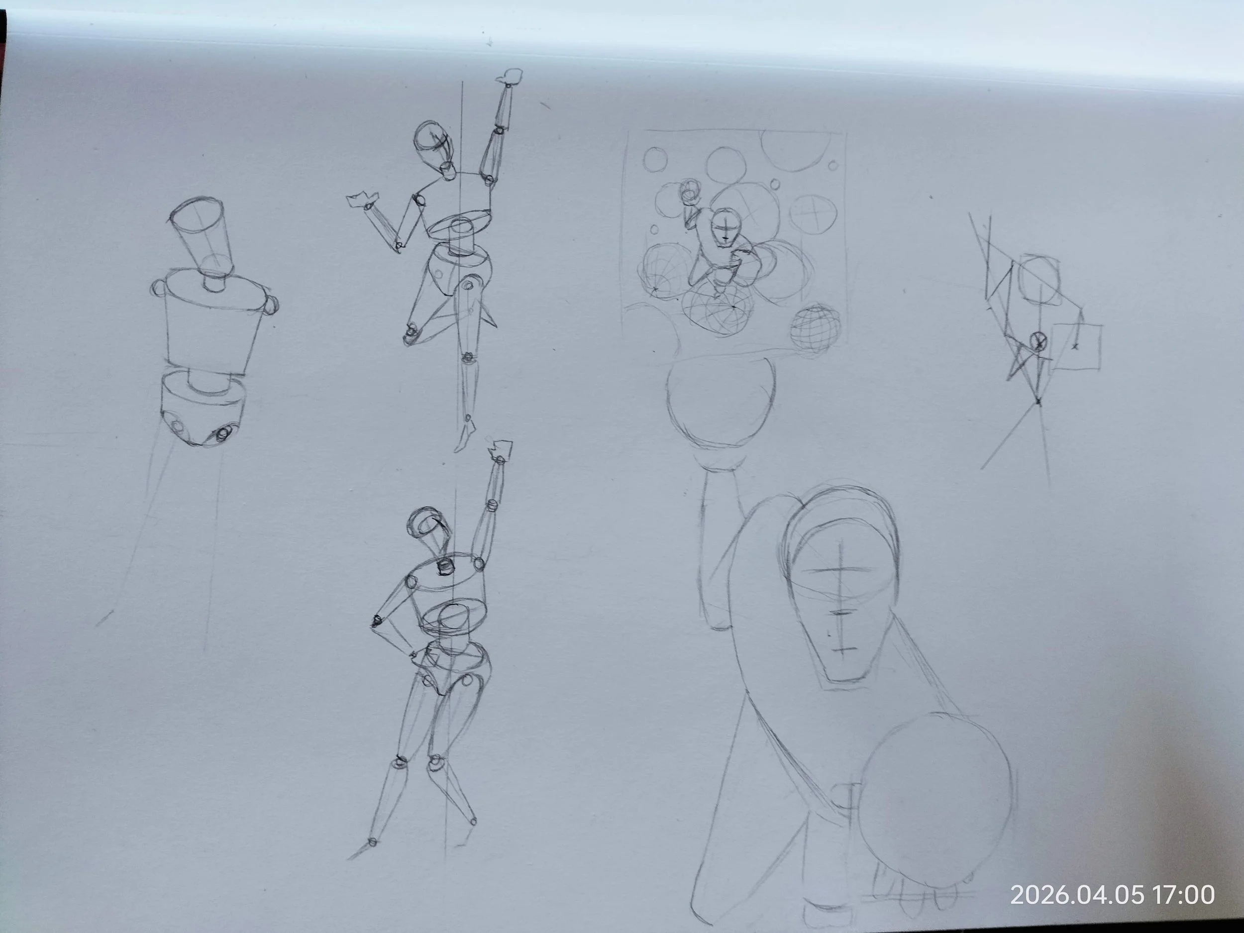 Croquis préparatoires et recherches de mouvement pour le tableau PARTAGE