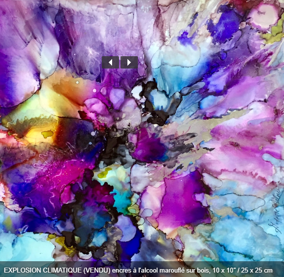 Fond abstrait aux encres à l’alcool, variations de couleurs et textures, étude picturale pour le tableau Transition