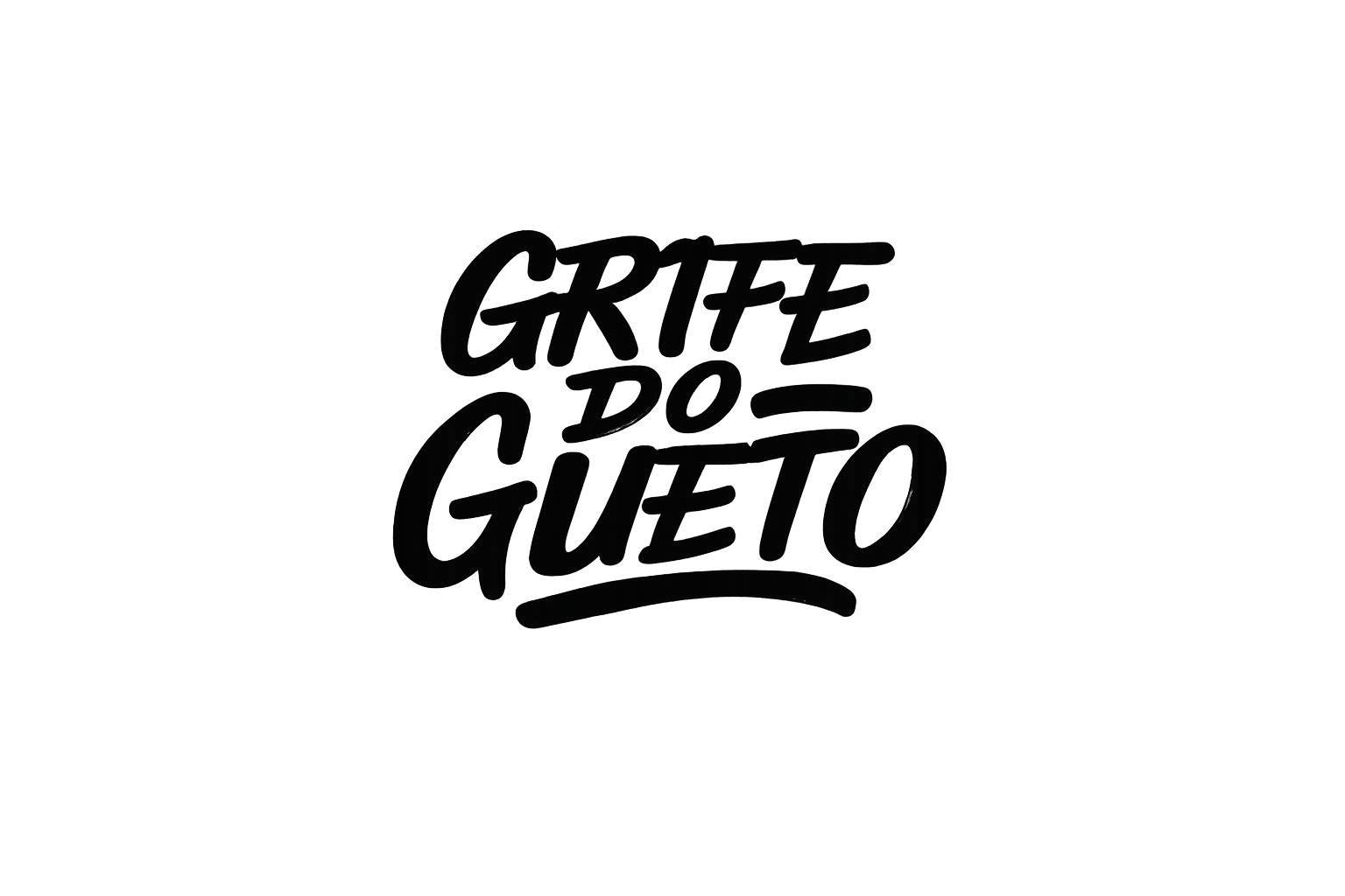 Texto em estilo de desenho que diz 'Grife do Gueto'.