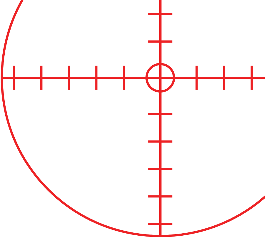 A red reticle scope crosshair on a black background.
