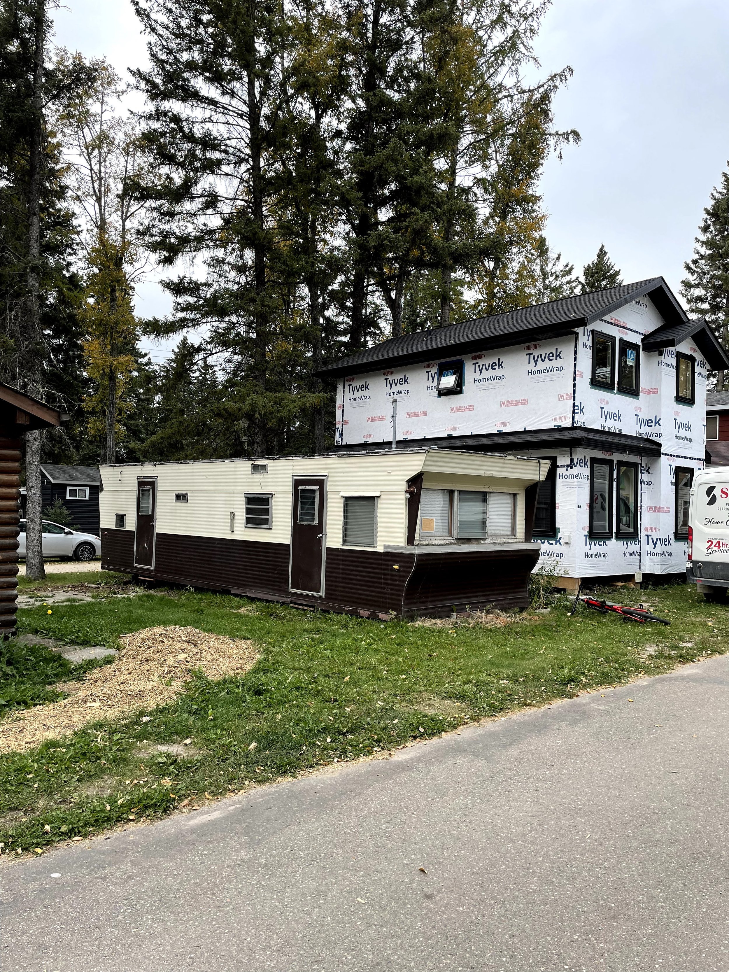 Evolution of cabins in the Old Campground; the old and the new.