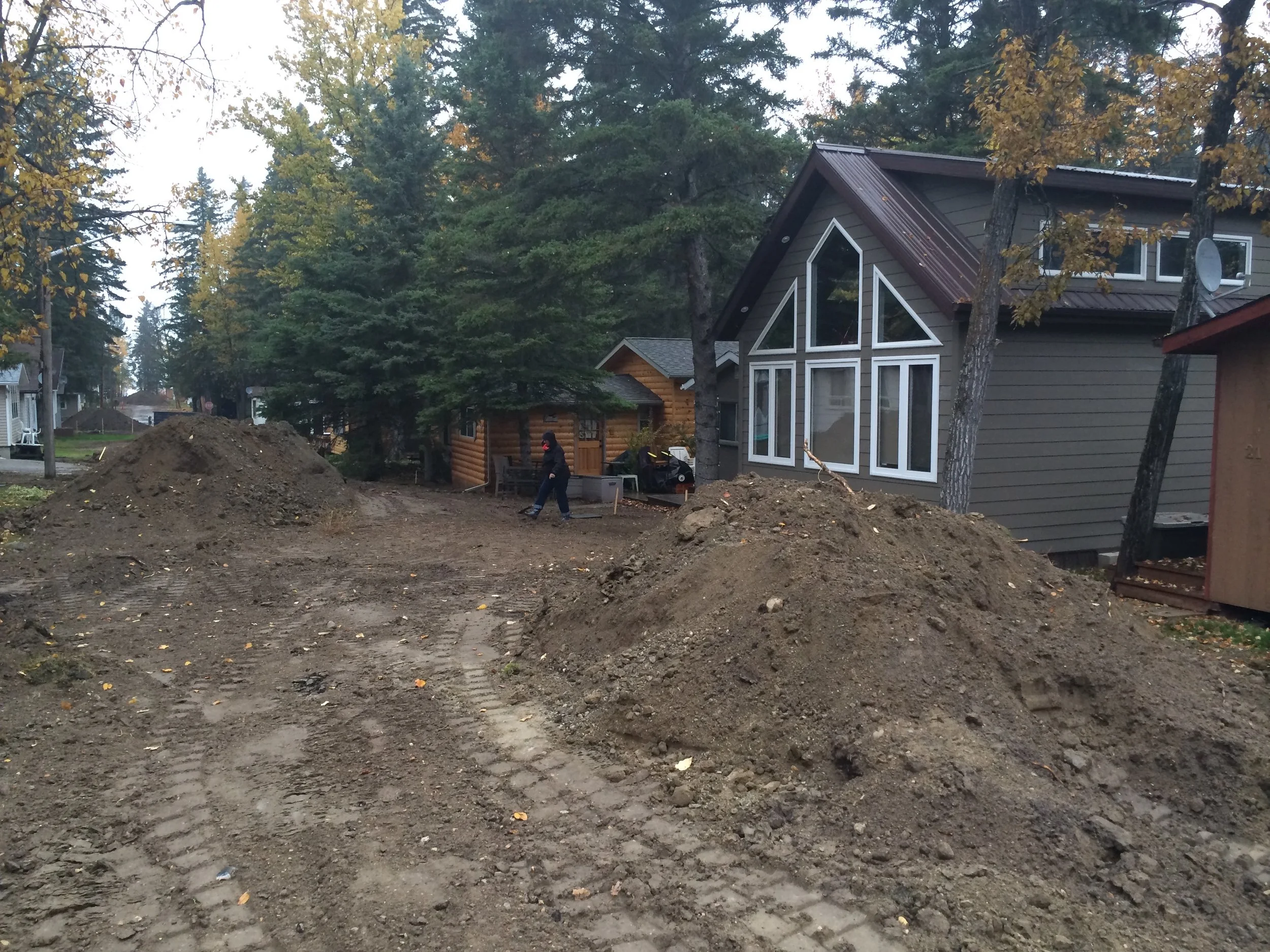 The installation of water lines for running water to the cabins, around 2010.