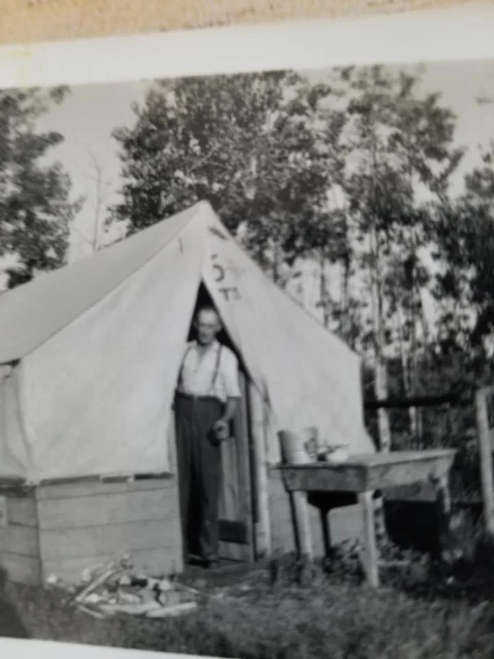 Original canvas tents for summer residence.