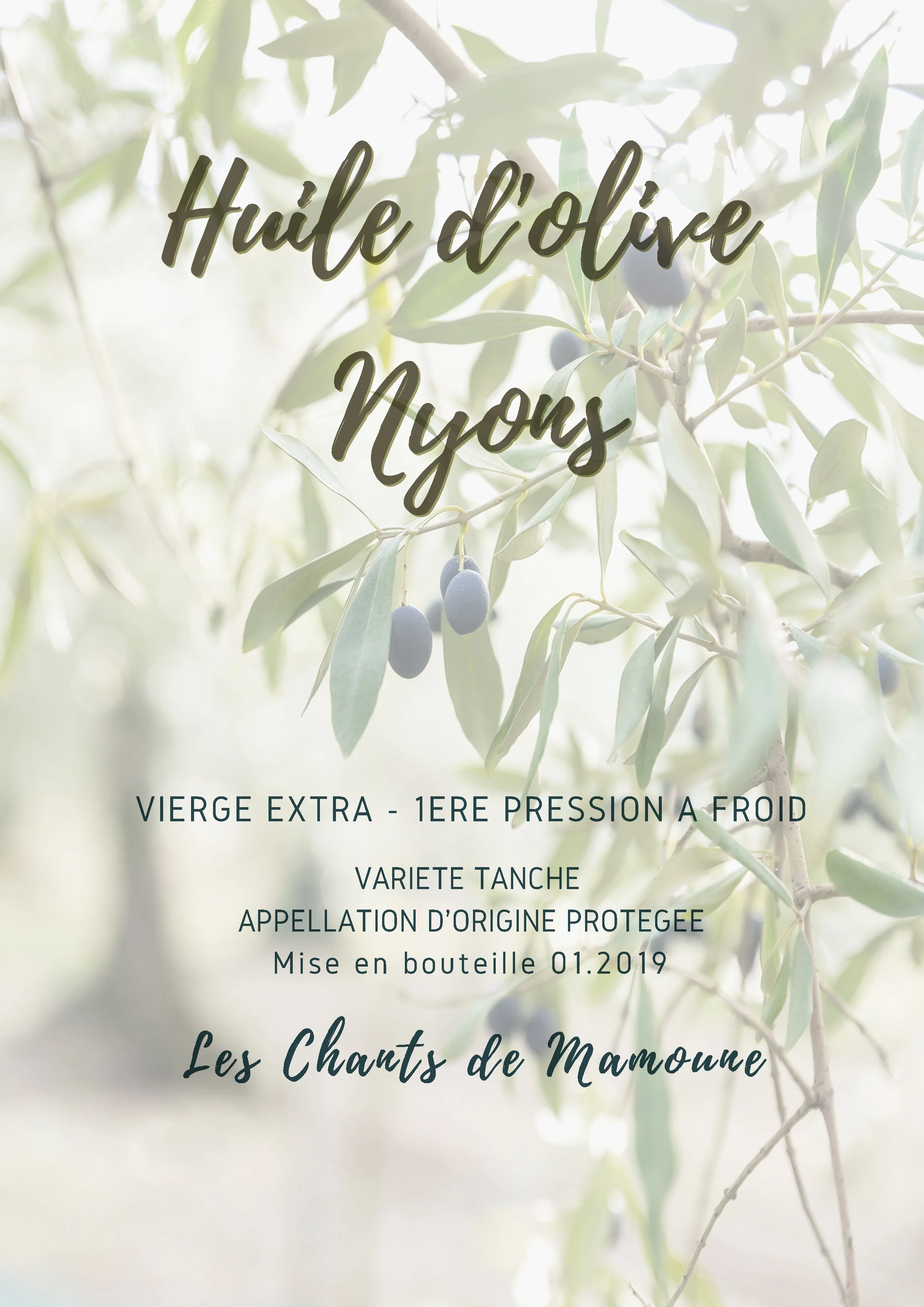 Huile d'olive Nyons etiquette