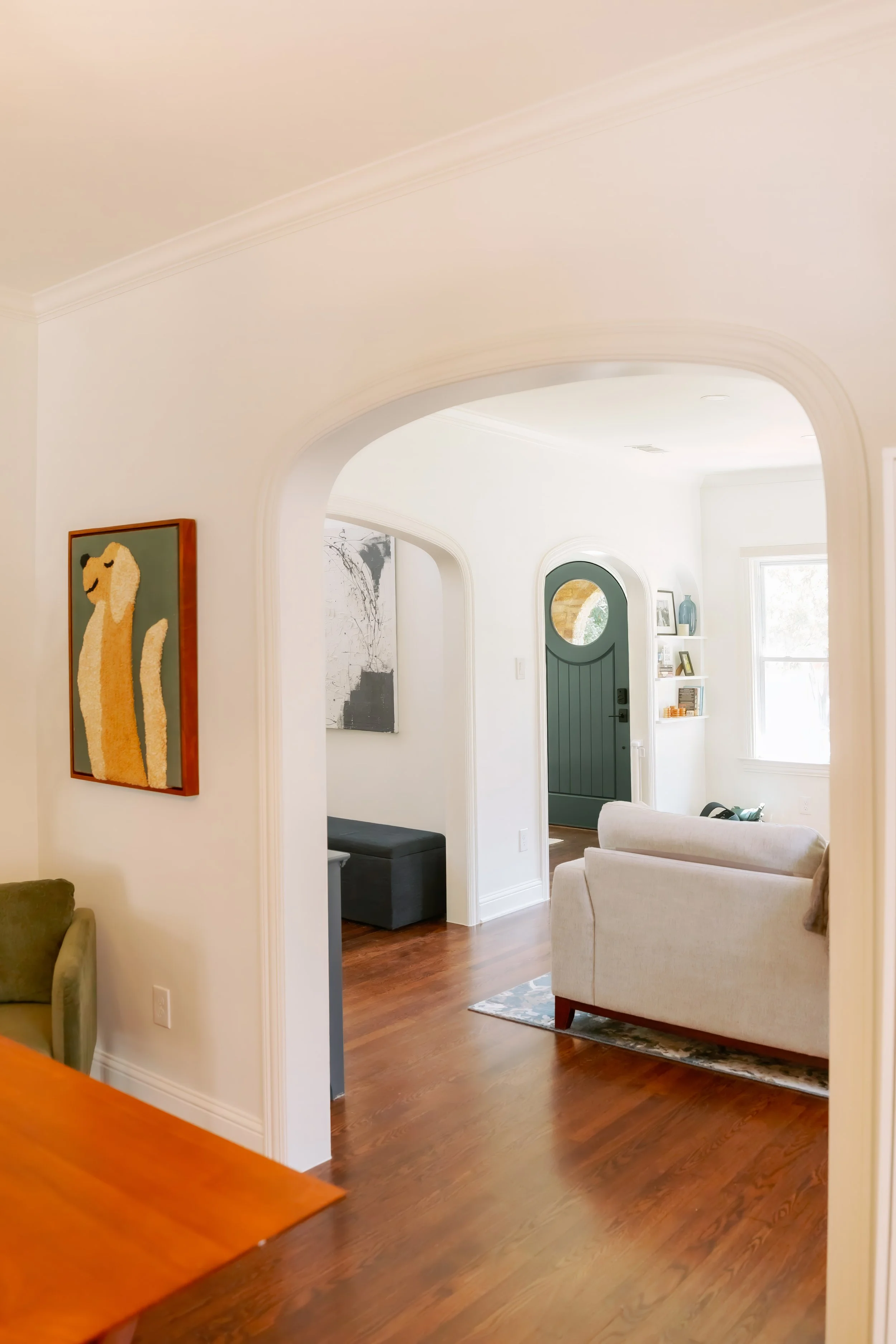 Dallas Conservation District Home with Architectural details like arches preserved