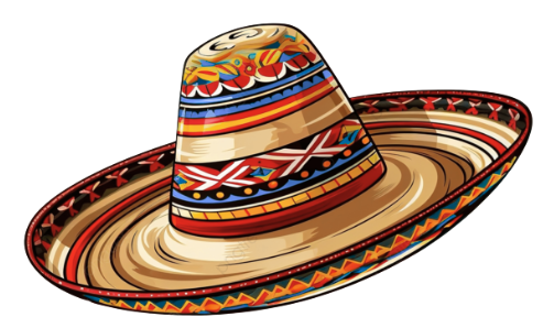Colorful Mexican sombrero with intricate patterns and a wide brim