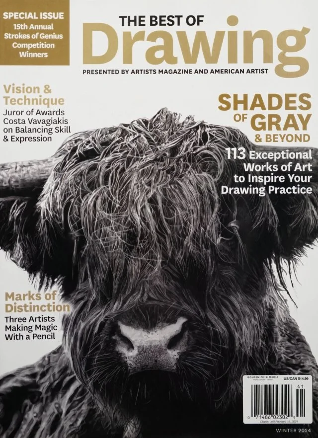 Artist Magazine Special issues of 'The Best of Drawing' featuring contests winners of Strokes of Genius art competition. Michelle Alonzo is featured as a finalist in graphite portraiture, contemporary realism, and composition.