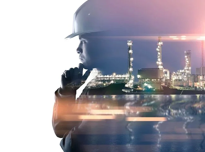 Illustration for go-to-market services for global gas and coal solutions, showing conventional thermal power equipment and energy infrastructure.