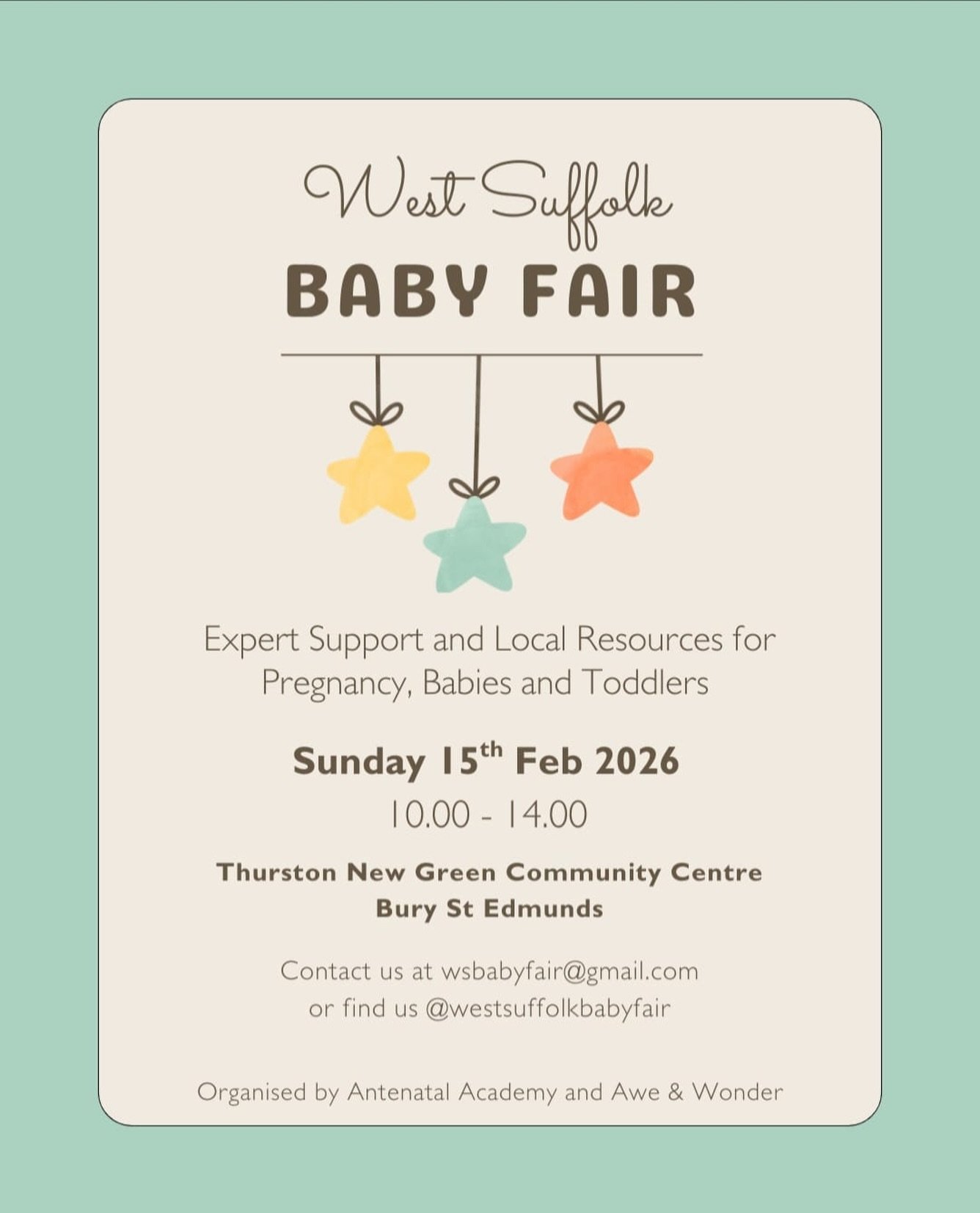 We will be at the West Suffolk Baby Fair on the 15th February! It&rsquo;s our first event and we can&rsquo;t wait to get out and spread the word about East Anglia&rsquo;s first midwifery group practice! 

There will be lots of lovely baby and parenti
