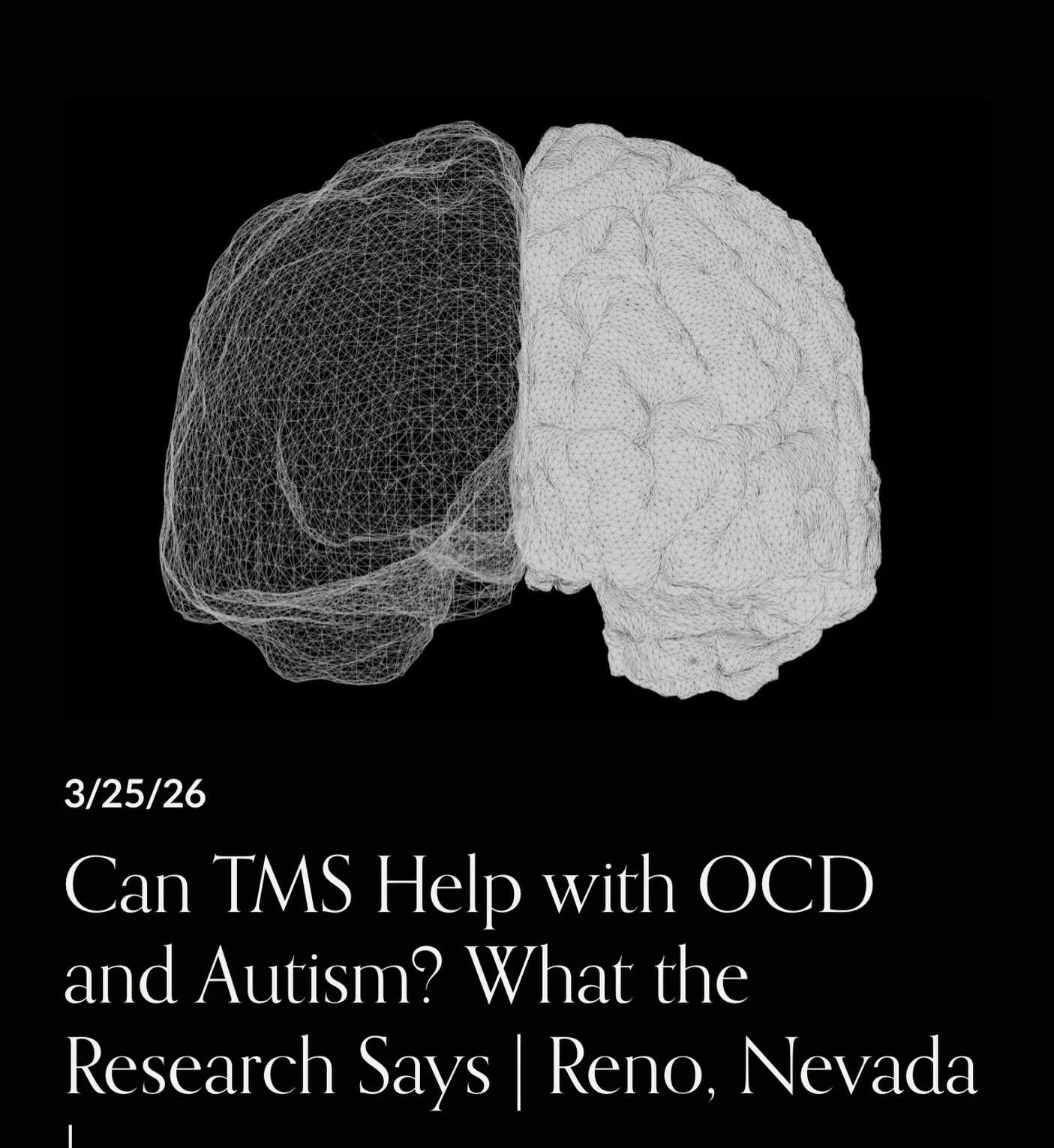 Check out our most recent blog posts on TMS therapy for Autism and OCD ( link in story) 

#mentalhealth #tms #psychiatry #wellness #brain