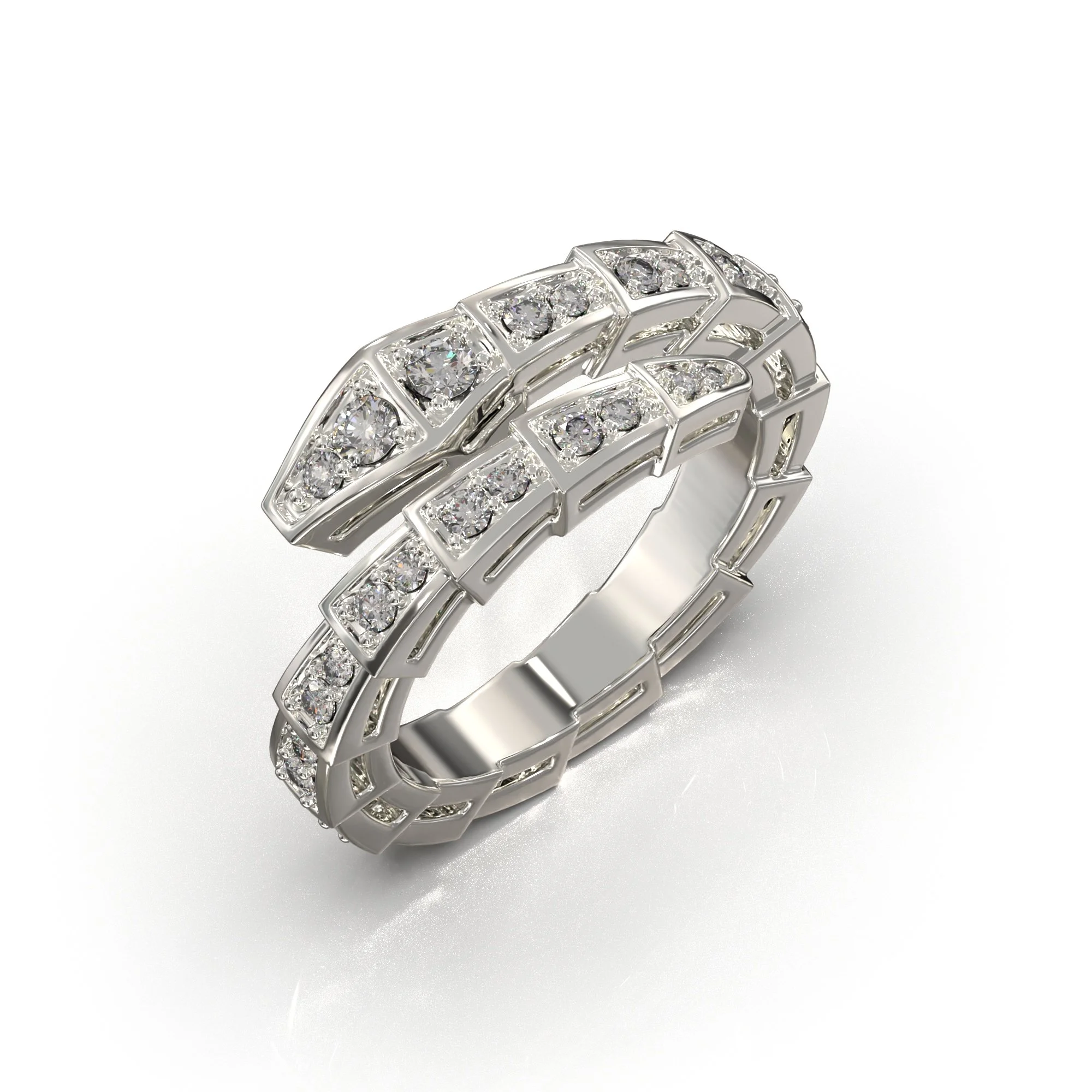 Briliantinė juostelė, simbolizuojanti gyvatės siluetą, apsupta ~0.53 karato deimantų.