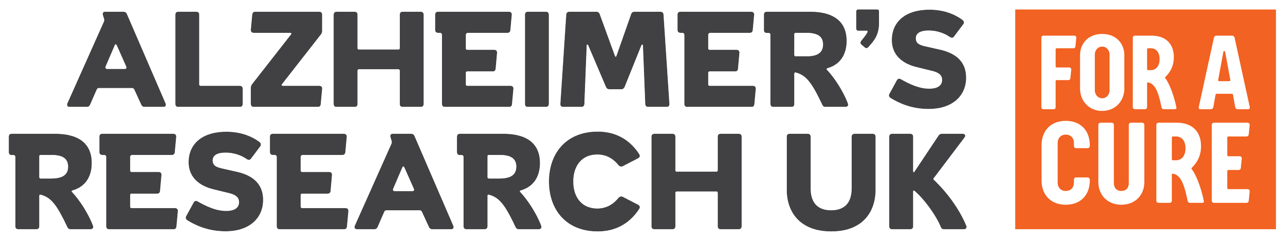 Logo for Alzheimer's research fundraiser with bold text 'ALZHEIMER'S FOR RESEARCH' and 'CURE' inside an orange box.