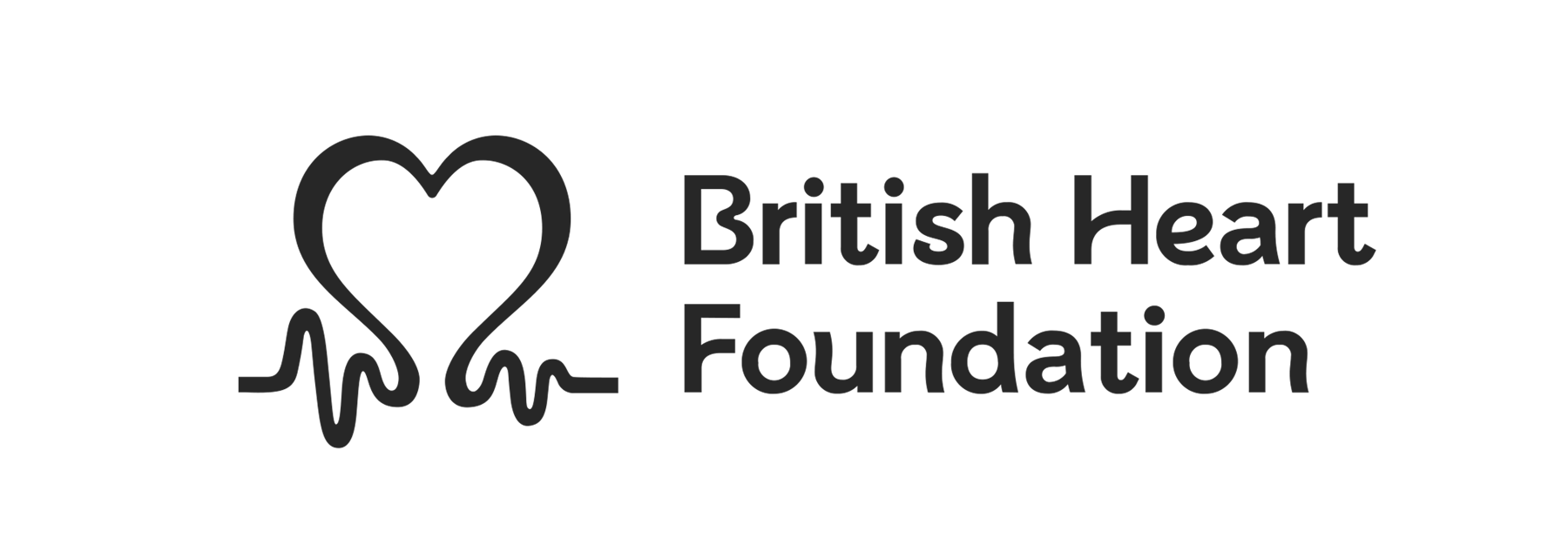 Logo of the British Heart Foundation featuring a heart shape integrated with an electrocardiogram line.