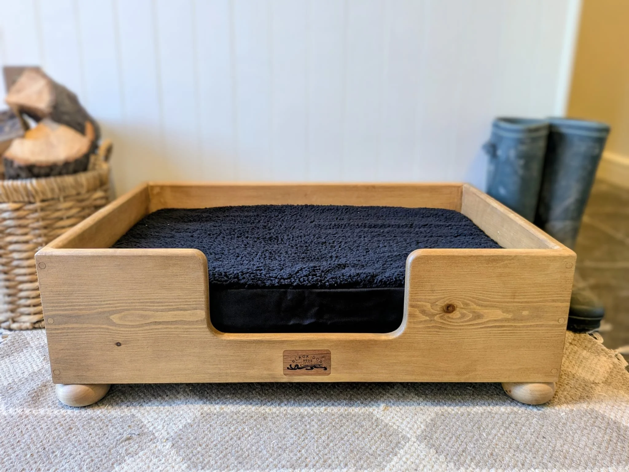 "Barren" pine frame finished in dark.