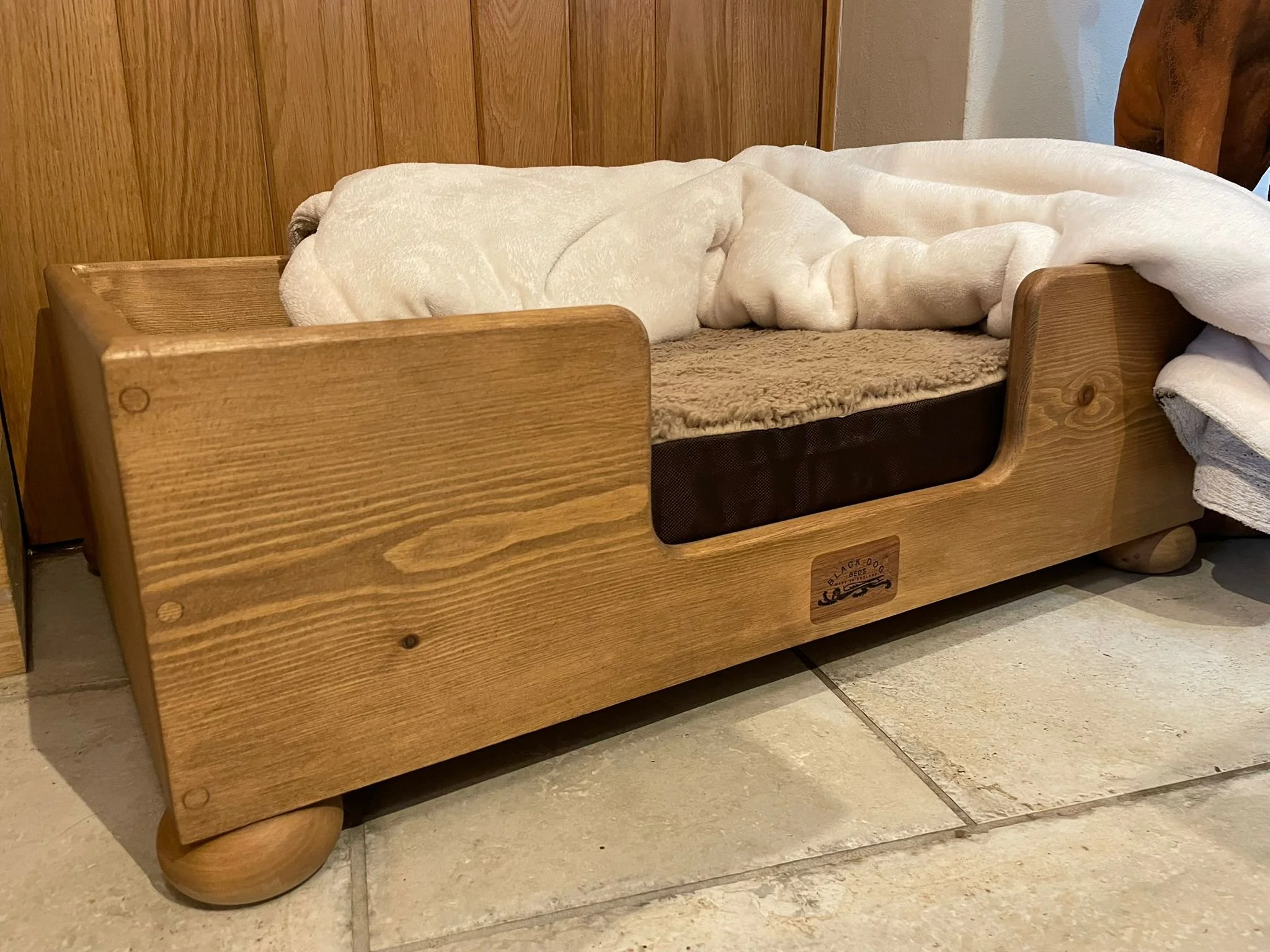 "Barren" pine frame finished in dark.