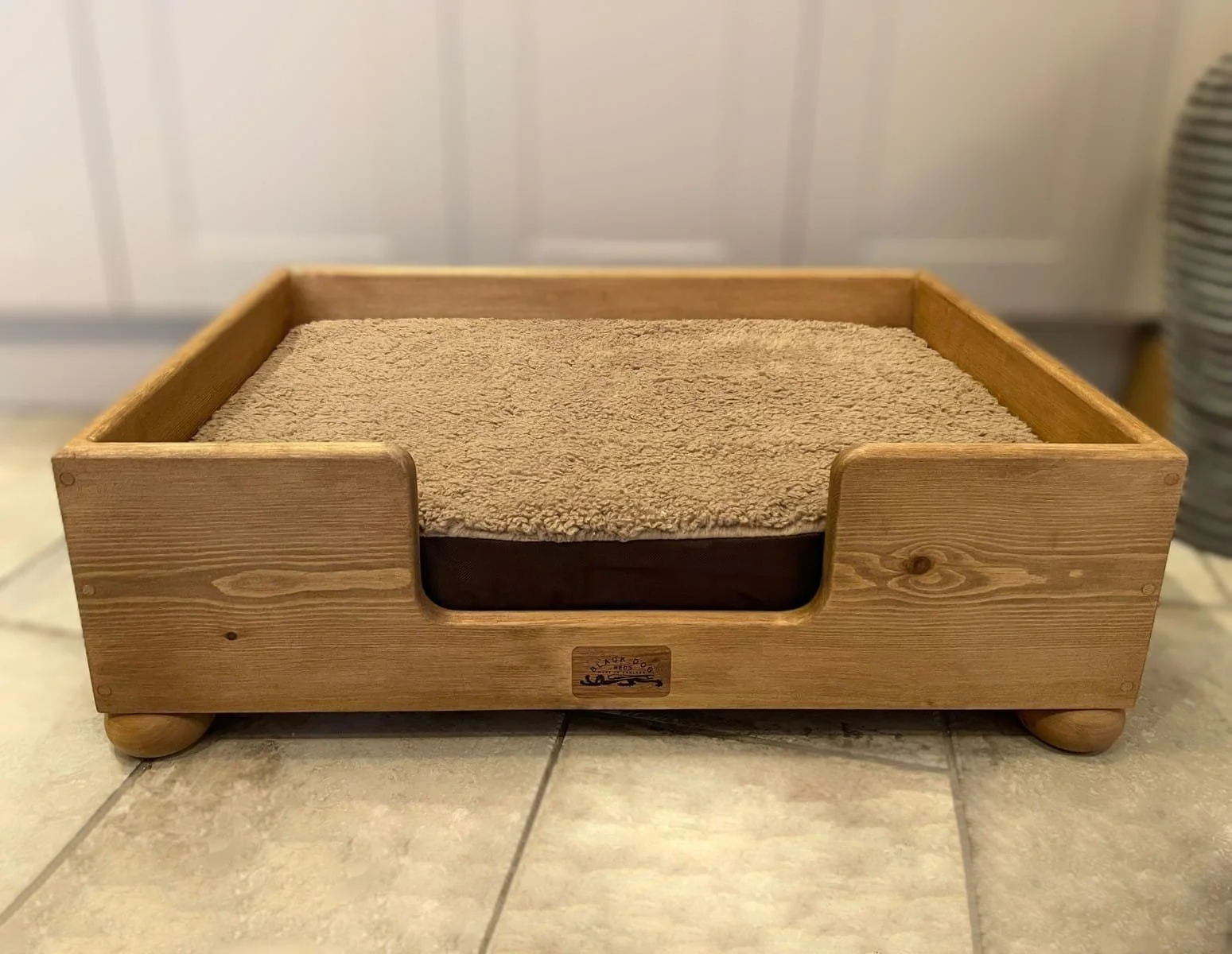 "Barren" pine frame finished in dark.