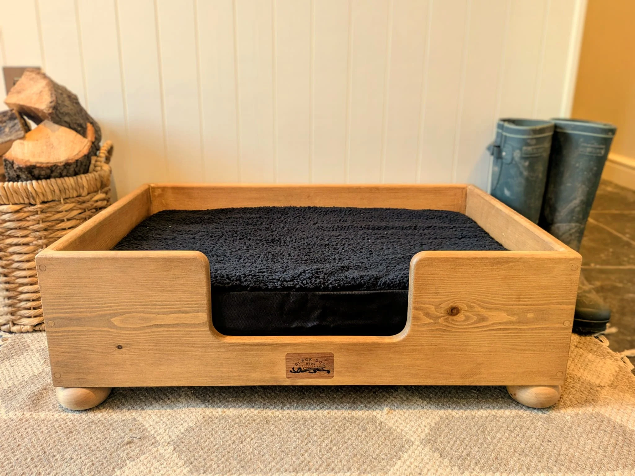 "Barren" pine frame finished in dark.