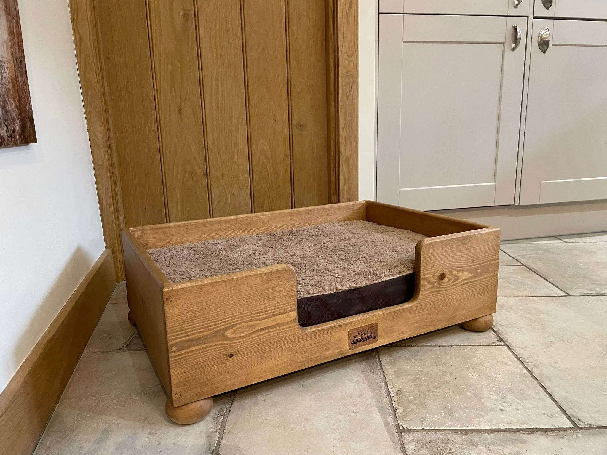 "Barren" pine frame finished in dark.