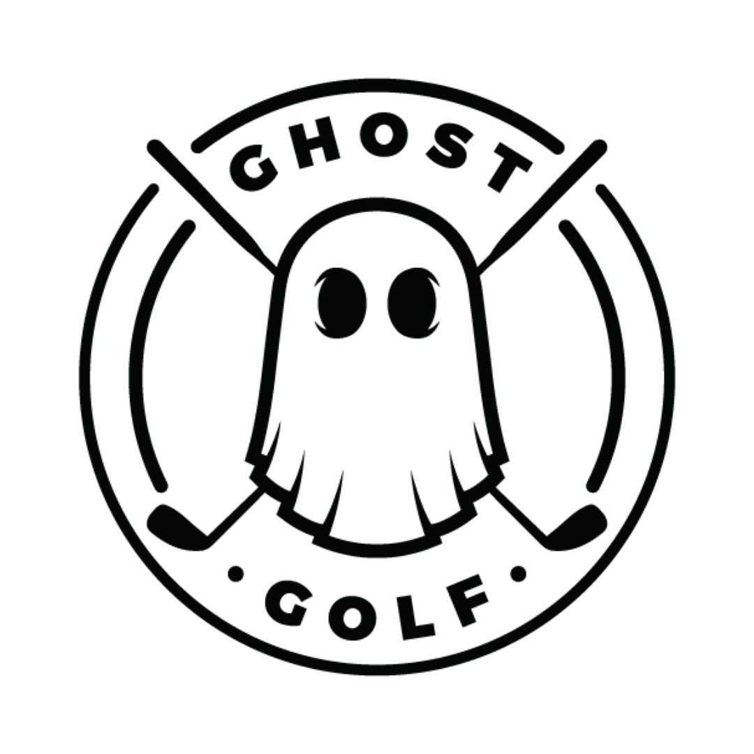 Logo of Ghost Golf featuring a ghost holding two golf clubs with the text 'Ghost Golf'.