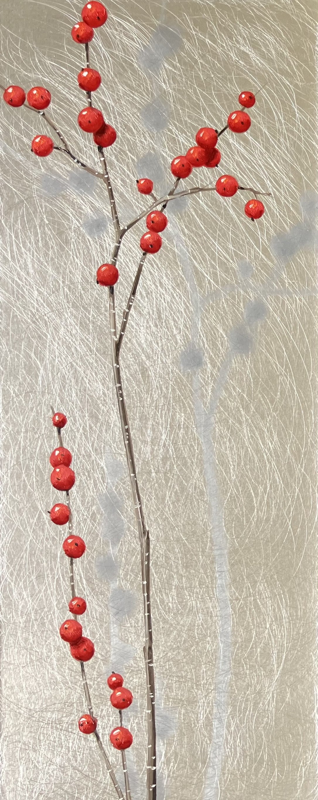 "Tot Winterberries" 10"x4" oil on aluminum $190