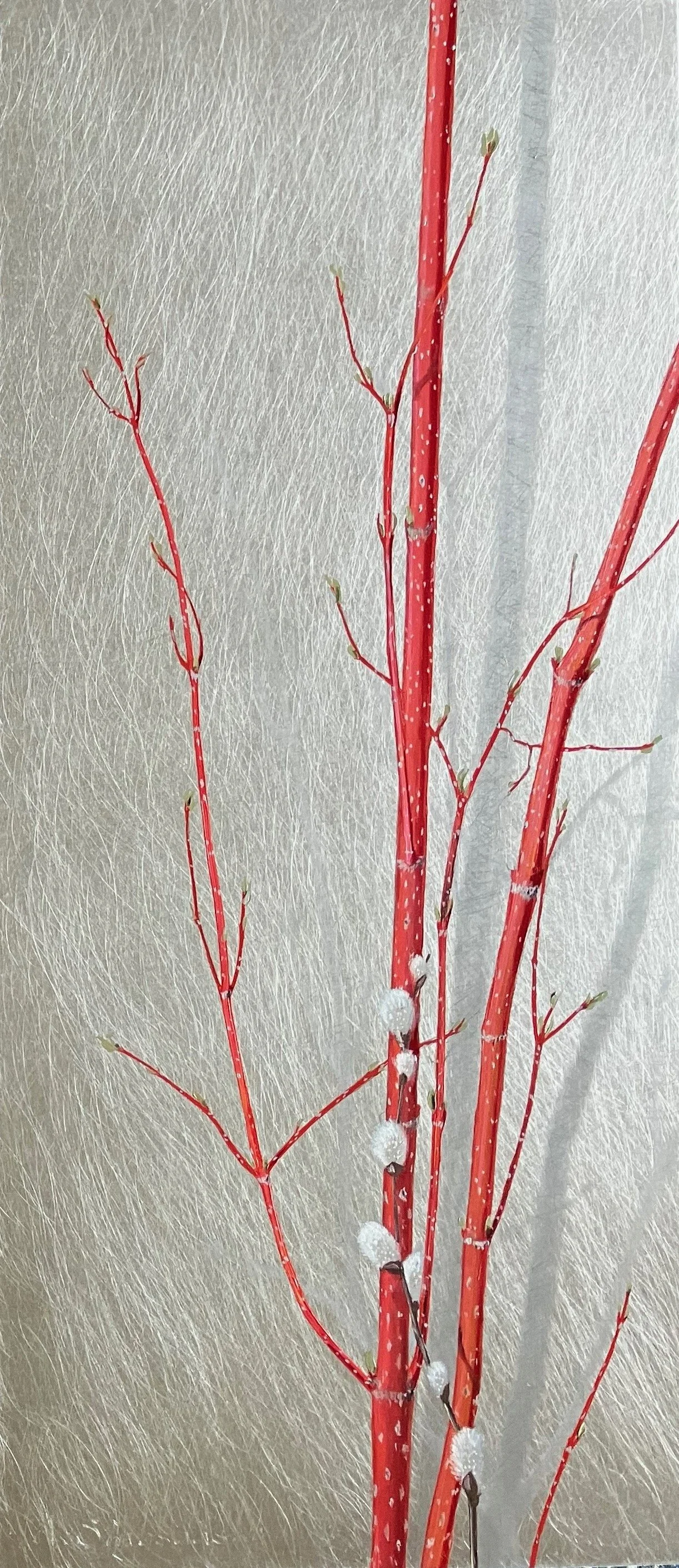 "Valya Dogwood"  8"x18" oil on aluminum $350