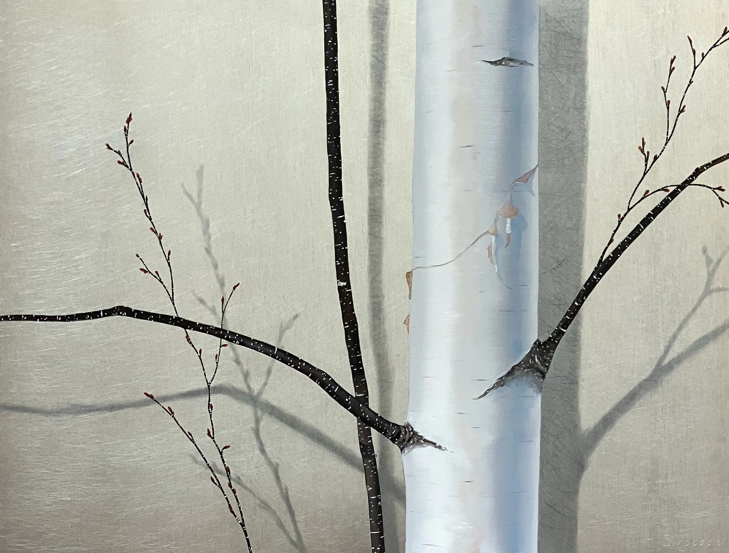 "Nisswa Birches"  18"x24" oil on aluminum  $695