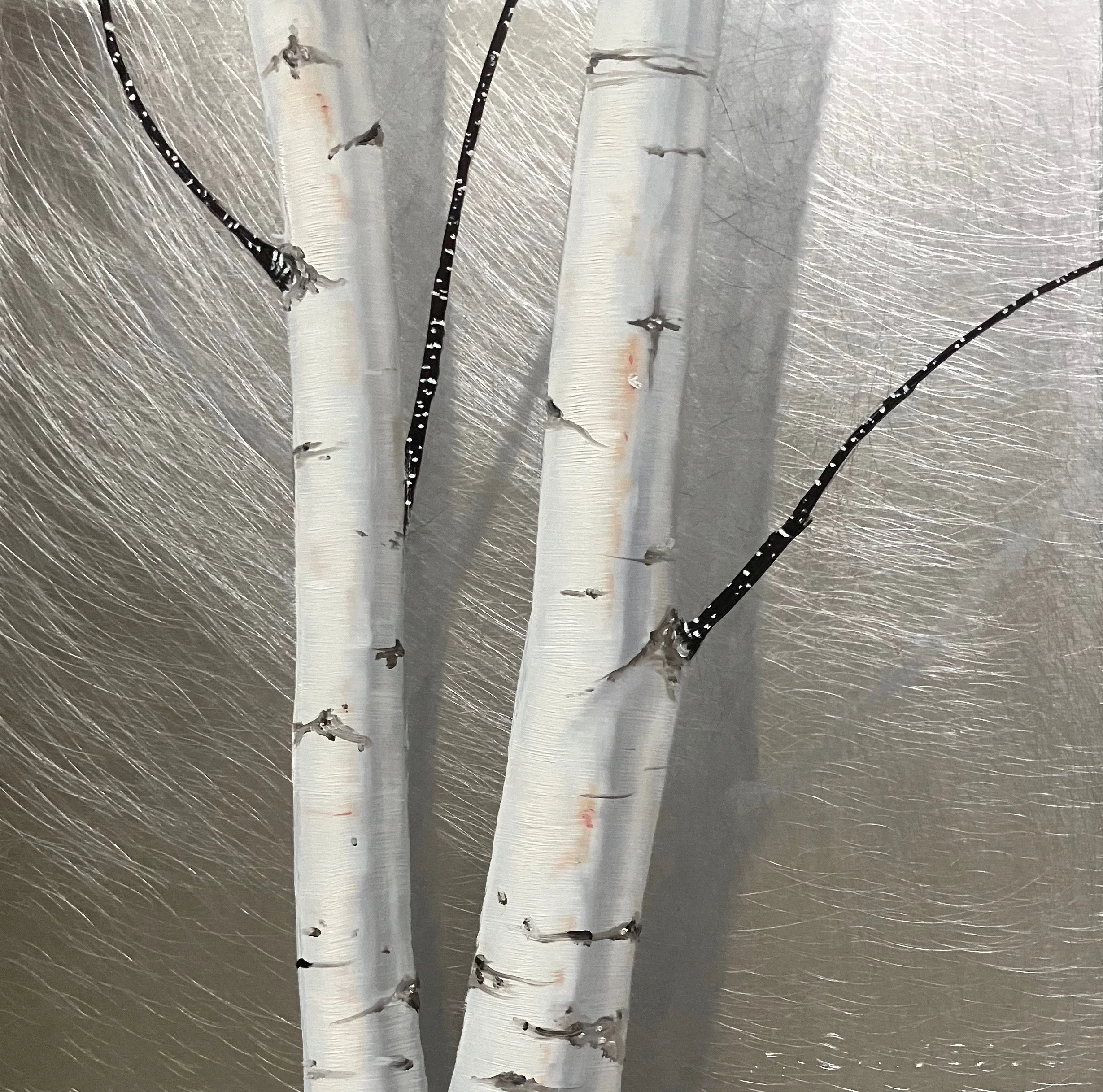 "Dova Birches"  8"x8" oil on aluminum  $225